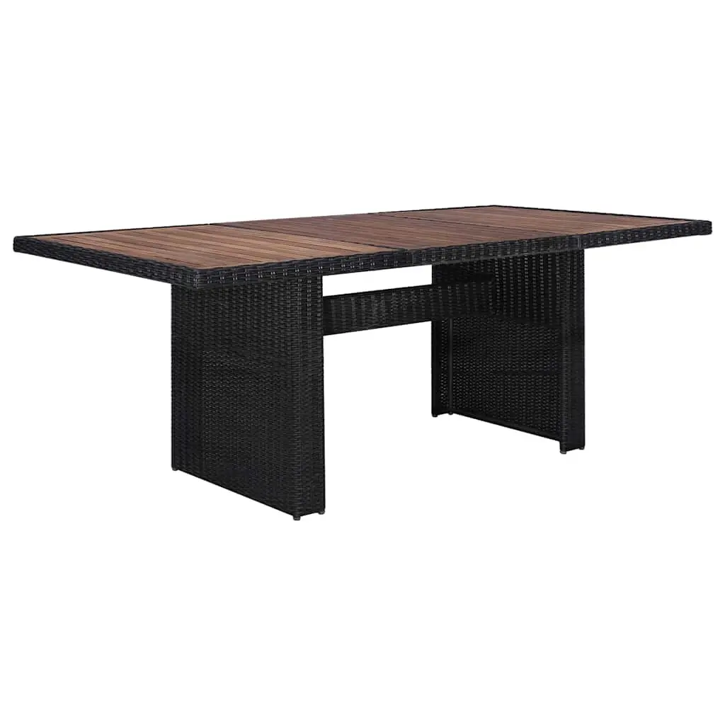 7 Piece Outdoor Dining Set Black Poly Rattan Patio Garden Furniture with Chairs