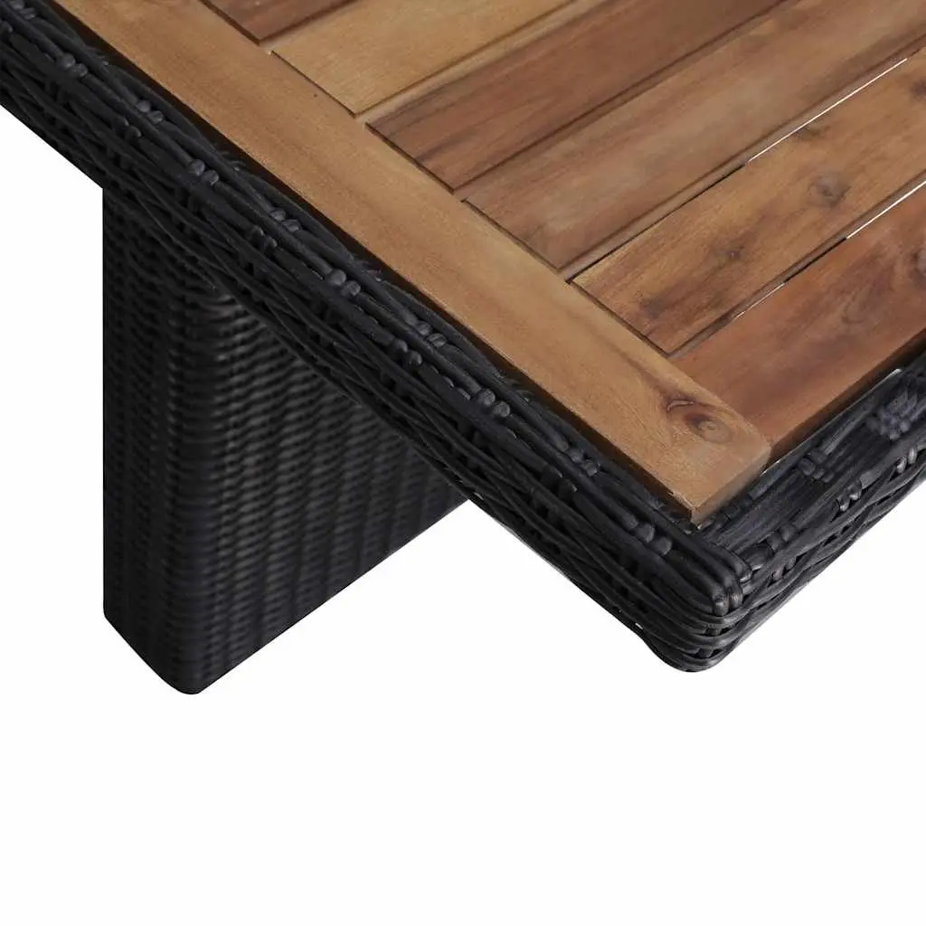 7 Piece Outdoor Dining Set Black Poly Rattan Patio Garden Furniture with Chairs