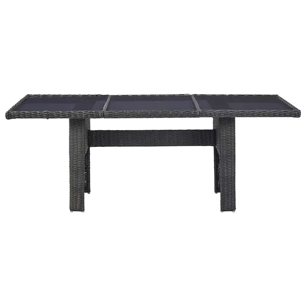 Outdoor Dining Set 7 Piece Half Round Poly Rattan Garden Patio Furniture Black