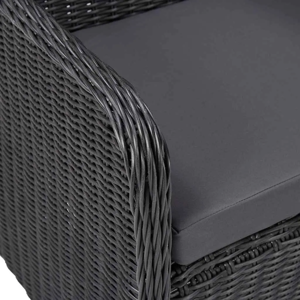 Outdoor Dining Set 7 Piece Half Round Poly Rattan Garden Patio Furniture Black