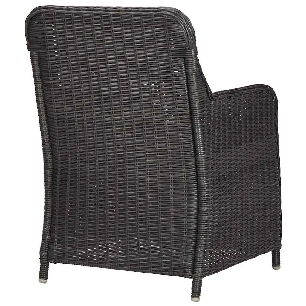 Outdoor Dining Set 7 Piece Half Round Poly Rattan Garden Patio Furniture Black