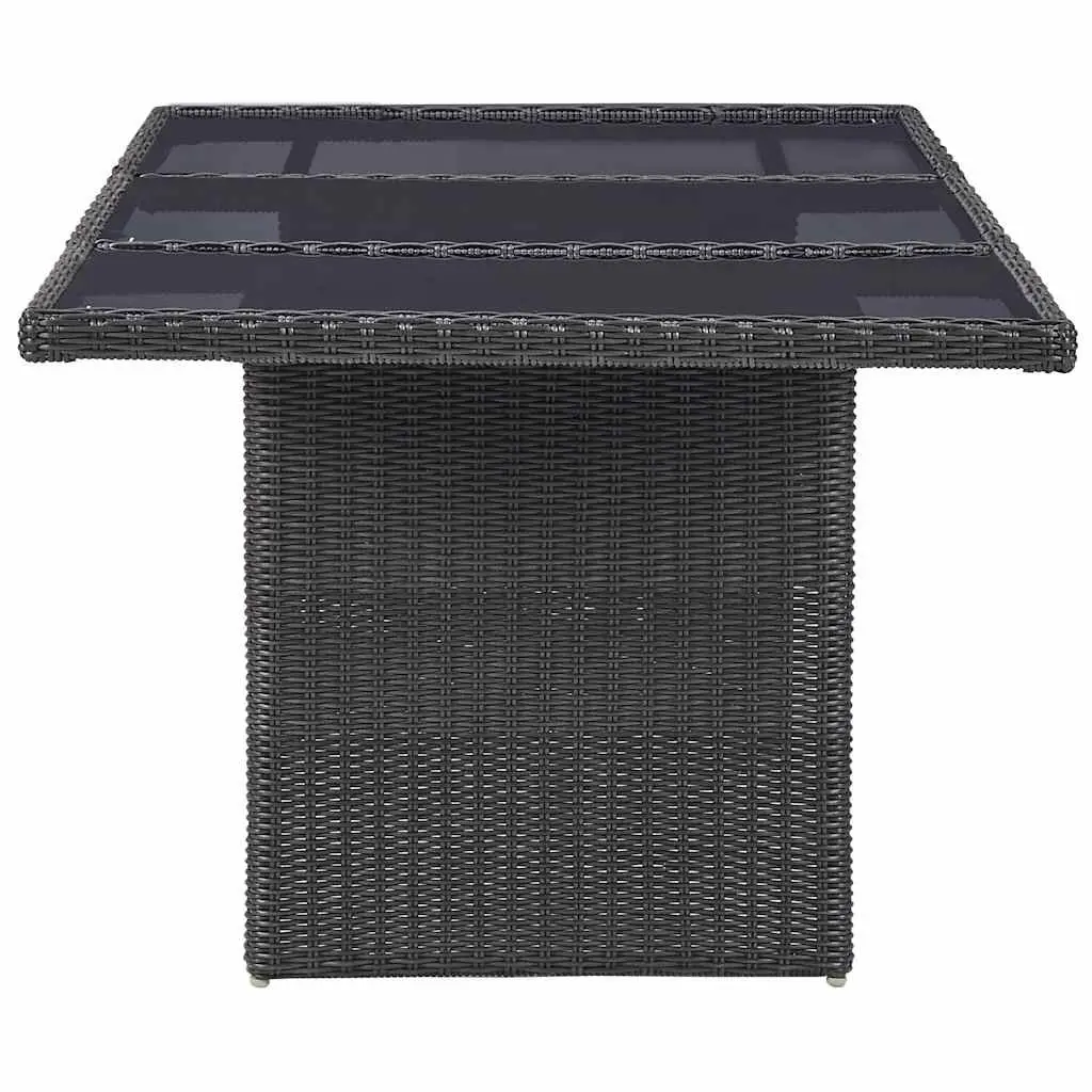 Outdoor Dining Set 7 Piece Half Round Poly Rattan Garden Patio Furniture Black
