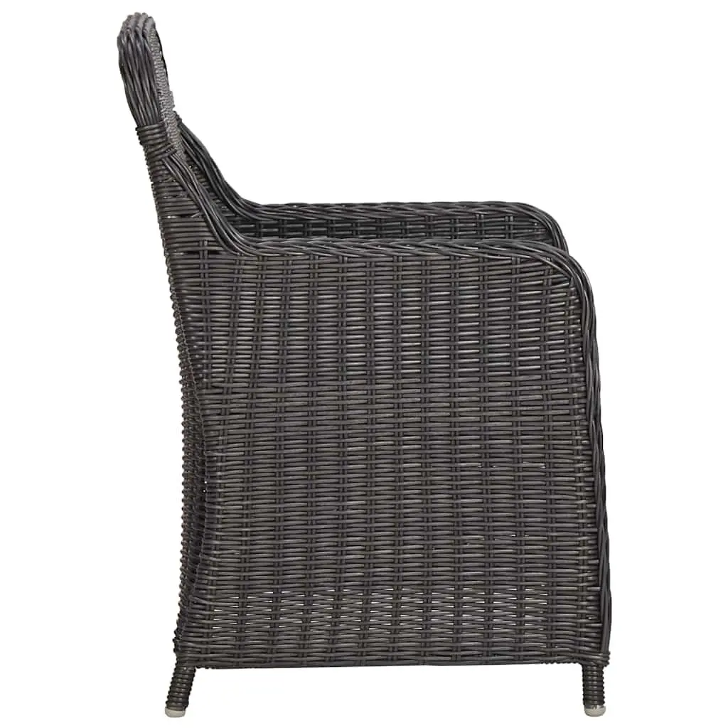 Outdoor Dining Set 7 Piece Half Round Poly Rattan Garden Patio Furniture Black