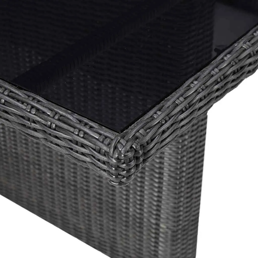 Outdoor Dining Set 7 Piece Half Round Poly Rattan Garden Patio Furniture Black