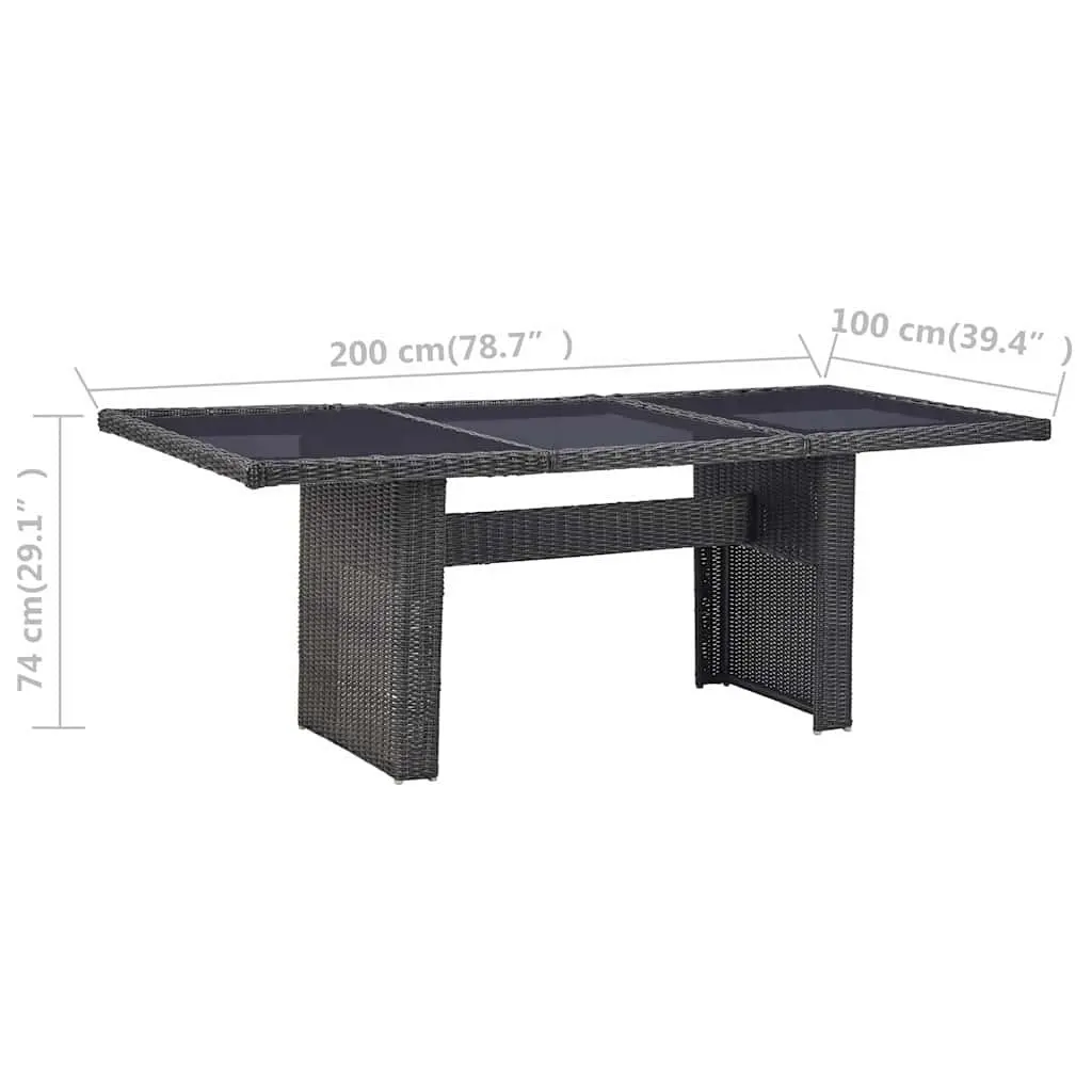 Outdoor Dining Set 9 Piece Half Round Poly Rattan Garden Patio Furniture Black