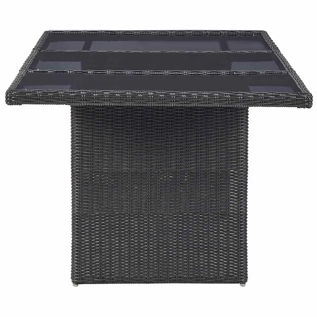 Outdoor Dining Set 9 Piece Half Round Poly Rattan Garden Patio Furniture Black