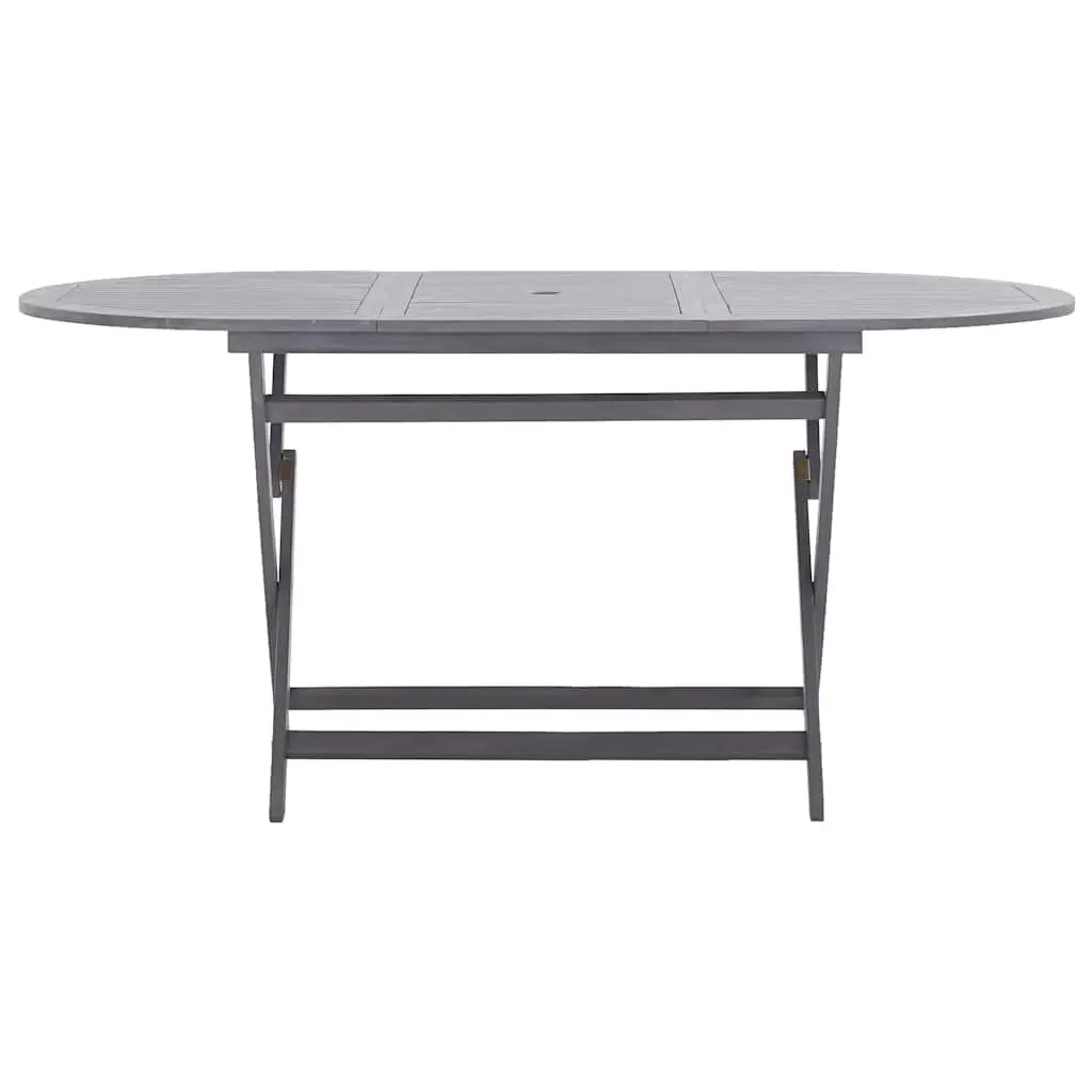 Garden Dining Set Foldable 7 Piece Outdoor Furniture Solid Acacia Wood Grey Wash