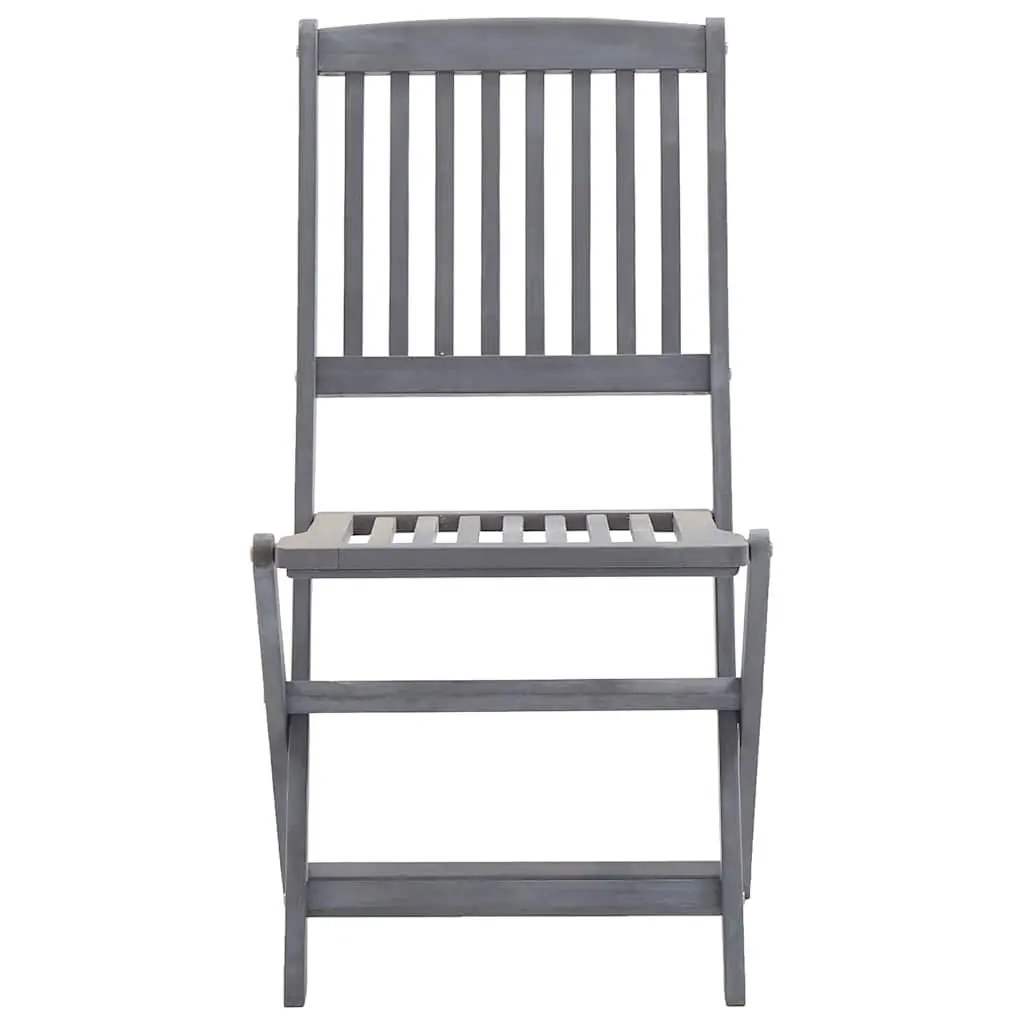 Garden Dining Set Foldable 7 Piece Outdoor Furniture Solid Acacia Wood Grey Wash