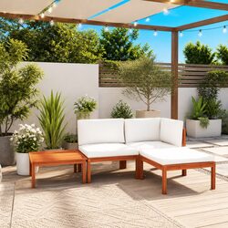 Garden Lounge Set 4 Piece Outdoor Furniture Patio Sofa with Rope Backrest