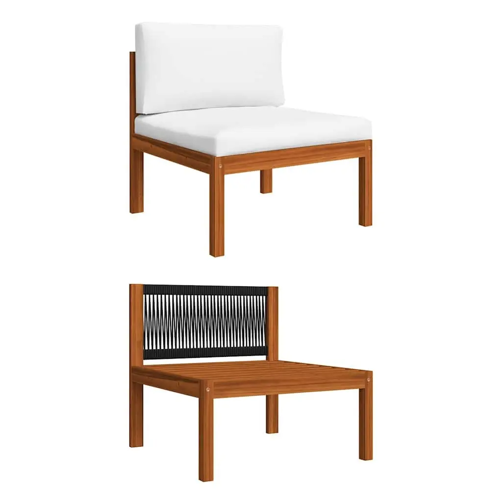 5 Piece Outdoor Garden Lounge Set Rope Woven Backrest Acacia Wood Cushions