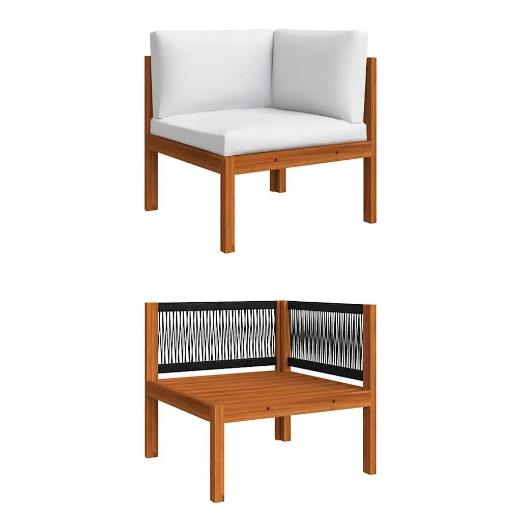 5 Piece Outdoor Garden Lounge Set Rope Woven Backrest Acacia Wood Cushions