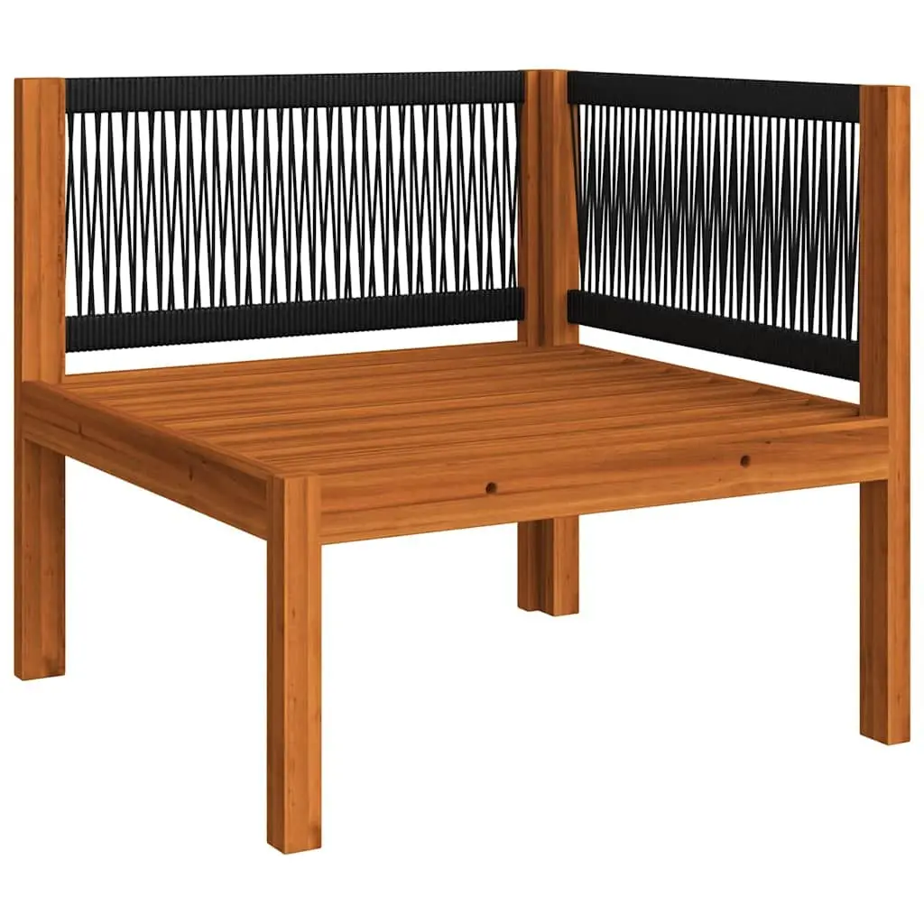 5 Piece Outdoor Garden Lounge Set Rope Woven Backrest Acacia Wood Cushions