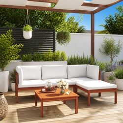 Garden Lounge Set 5 Piece Outdoor Furniture Rope Backrest Patio Sofa with