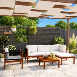 6 Piece Garden Lounge Set Rope Woven Backrest Outdoor Patio Furniture with