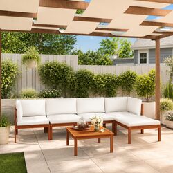 Garden Lounge Set 6 Piece Outdoor Furniture Patio Seating with Cushions White