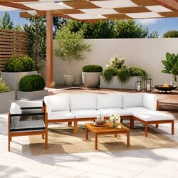 Garden Lounge Set 7 Piece Outdoor Furniture Patio Sofa with Cushions Rope
