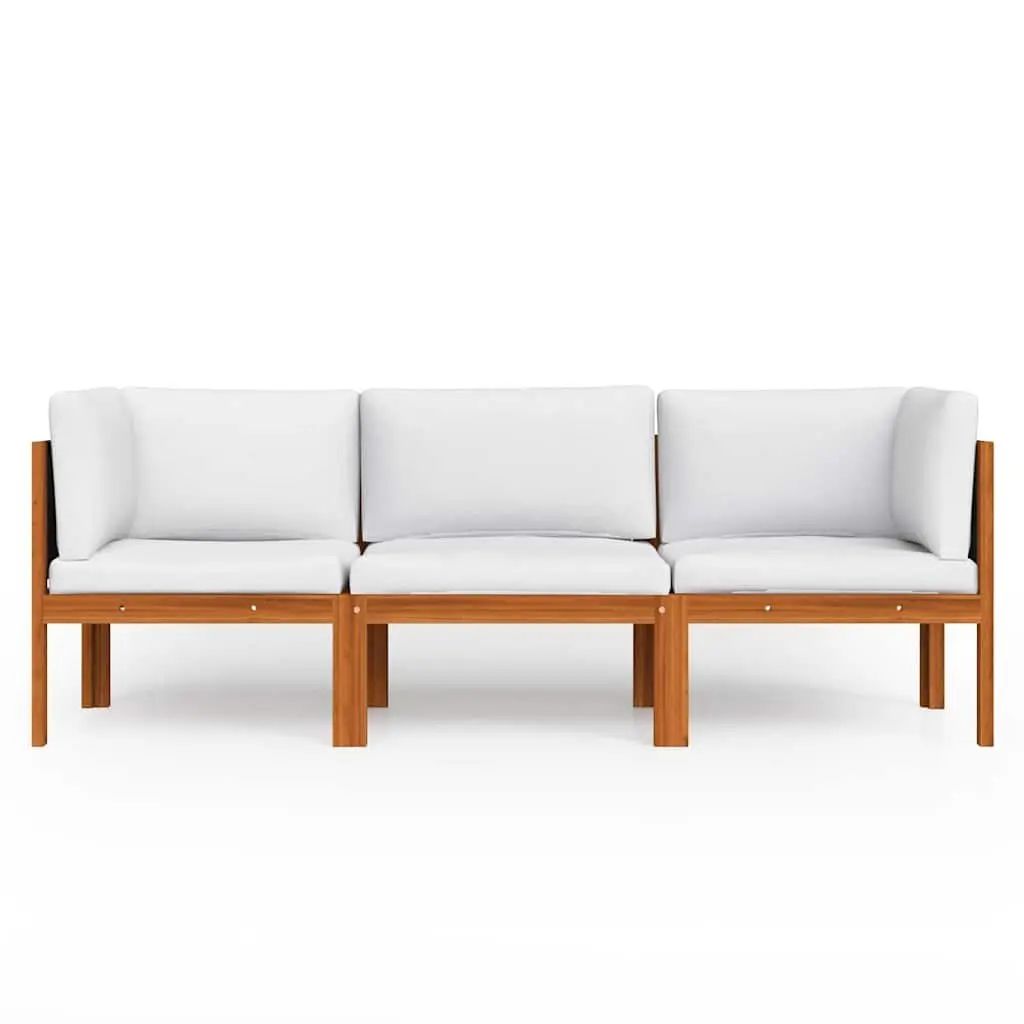 3-Seater Garden Sofa Outdoor Patio Furniture Rope Woven Backrest Removable Cushions Cream