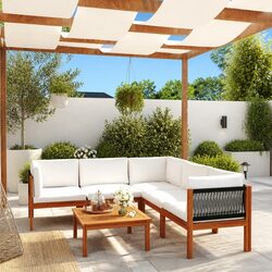 Garden Lounge Set 6 Piece Outdoor Furniture Patio Sofa with Cushions White