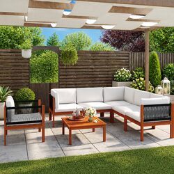 Garden Lounge Set 7 Piece Outdoor Furniture Patio Sofa with Cushions White