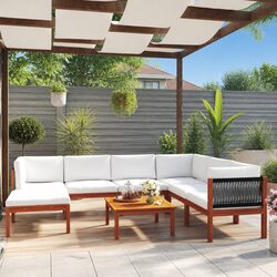 Garden Lounge Set 8 Piece Outdoor Furniture Rope Backrest Patio Sofa with
