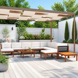 Garden Lounge Set 12 Piece Outdoor Furniture Rope Weave Backrest Patio Sofa