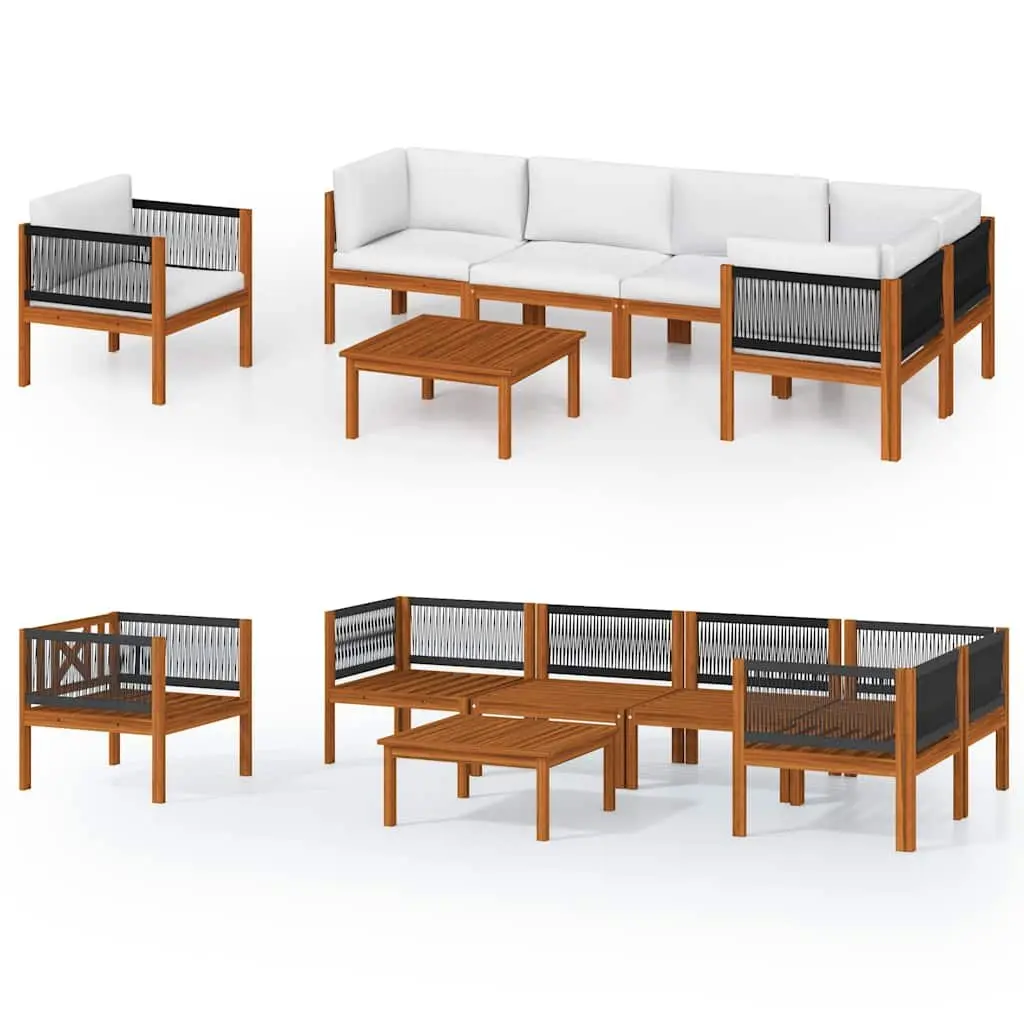 7 Piece Garden Lounge Set Rope Backrest Patio Sofa with Cushions Outdoor