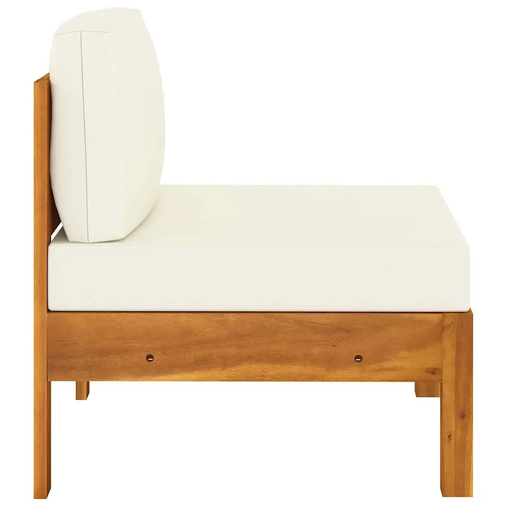 3-Seater Garden Sofa Outdoor Patio Furniture Solid Wood Frame Cream Cushions