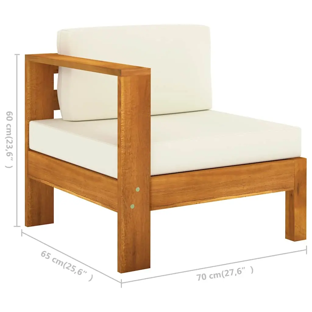 3-Seater Garden Sofa Outdoor Patio Furniture Solid Wood Frame Cream Cushions