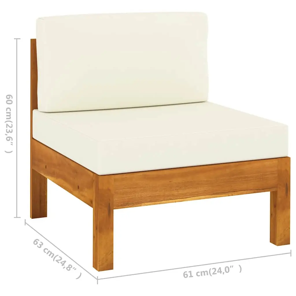 3-Seater Garden Sofa Outdoor Patio Furniture Solid Wood Frame Cream Cushions