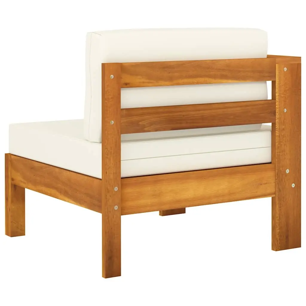 3-Seater Garden Sofa Outdoor Patio Furniture Solid Wood Frame Cream Cushions
