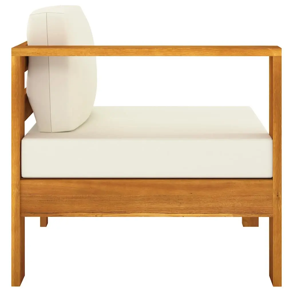 3-Seater Garden Sofa Outdoor Patio Furniture Solid Wood Frame Cream Cushions