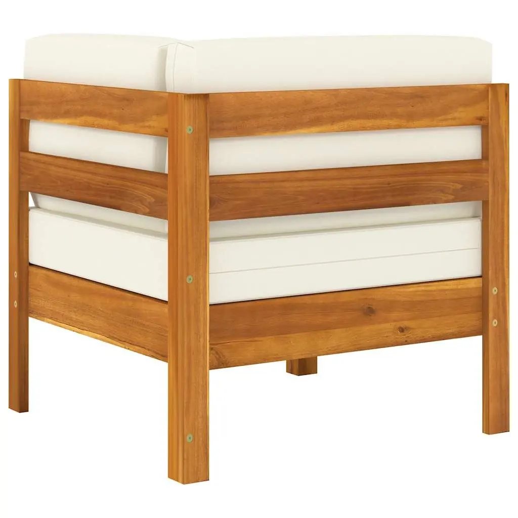 5 Piece Outdoor Garden Lounge Set Acacia Wood with Cushions White