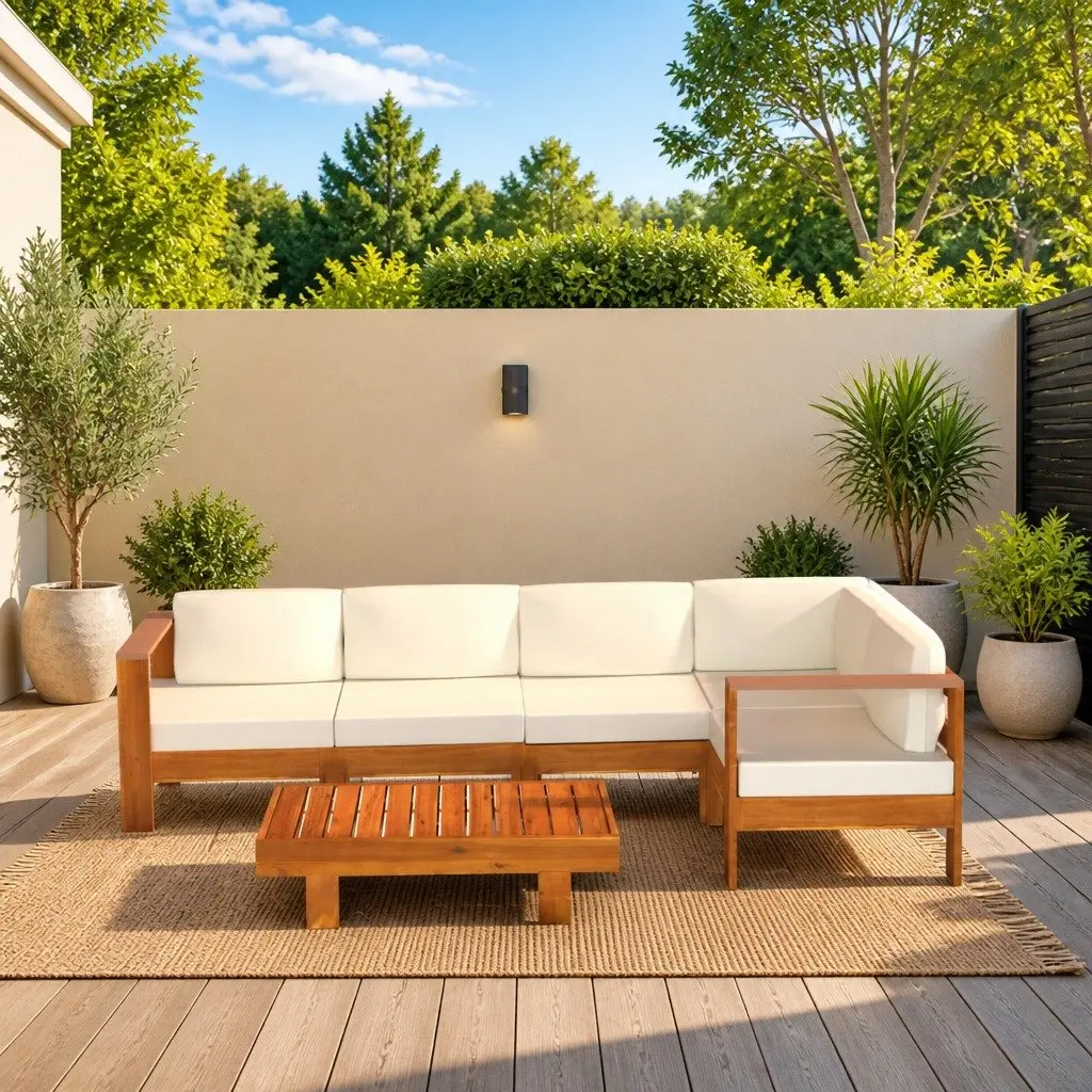 6 Piece Garden Lounge Set Outdoor Patio Furniture with Cushions Acacia Wood