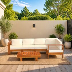6 Piece Garden Lounge Set Outdoor Patio Furniture with Cushions Acacia Wood