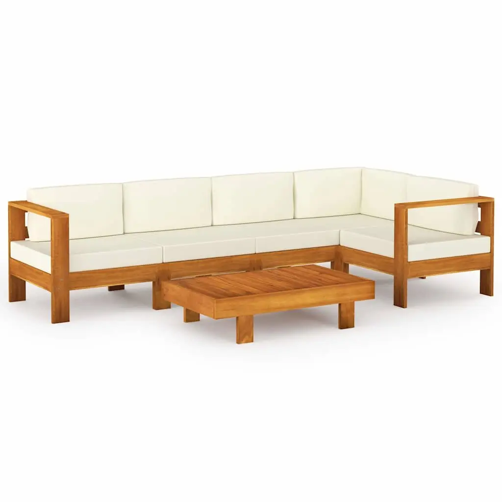 6 Piece Garden Lounge Set Outdoor Patio Furniture with Cushions Acacia Wood