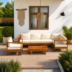7 Piece Garden Lounge Set Outdoor Furniture Acacia Wood Patio Seating with
