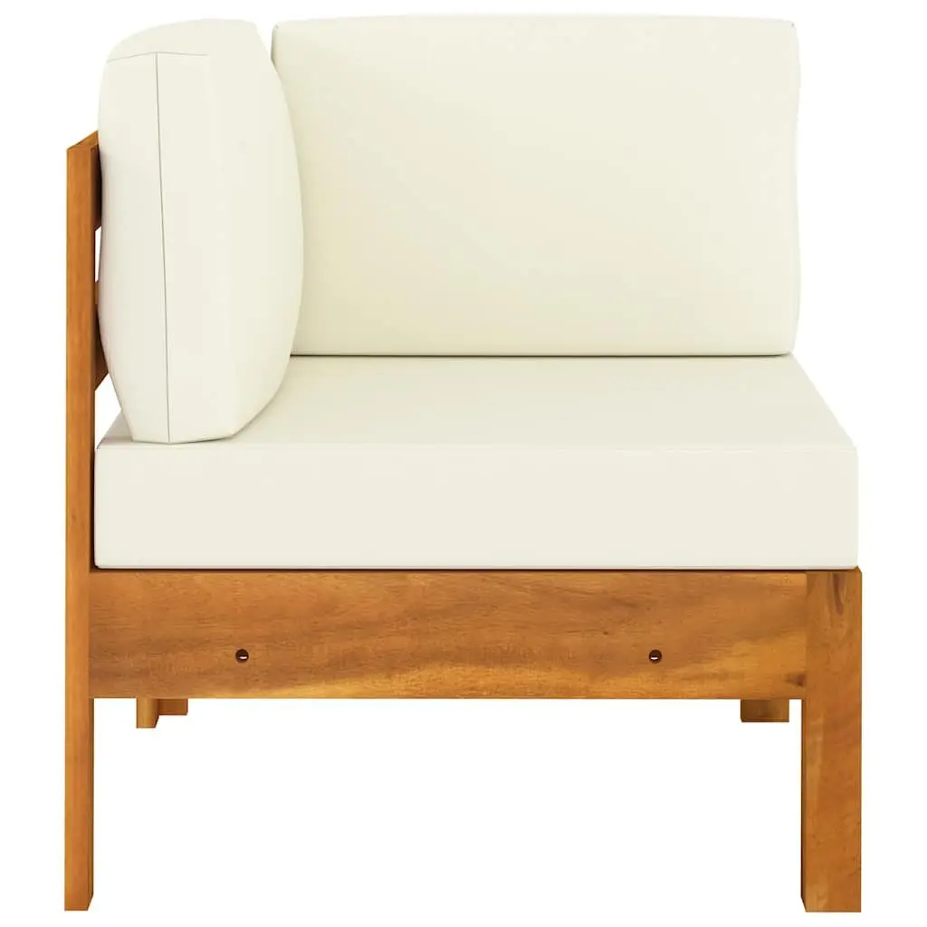 6 Piece Garden Lounge Set Acacia Wood Outdoor Patio Furniture with Cushions White