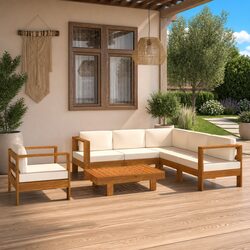 7 Piece Garden Lounge Set Acacia Wood Outdoor Furniture Patio Seating with