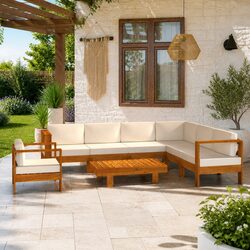 8 Piece Garden Lounge Set Acacia Wood Outdoor Furniture with Cushions Patio