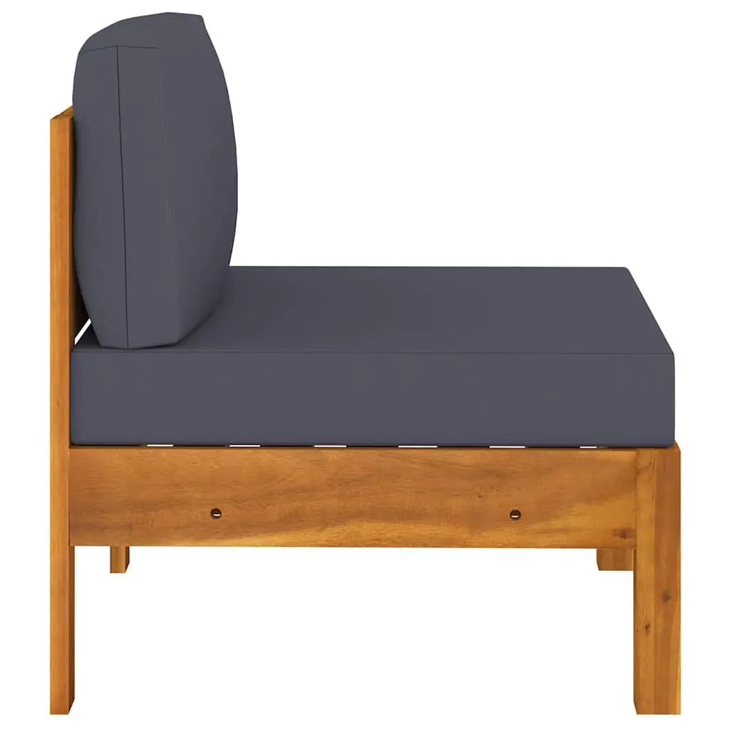 3-Seater Garden Sofa Outdoor Furniture Acacia Wood with Grey Cushions Patio