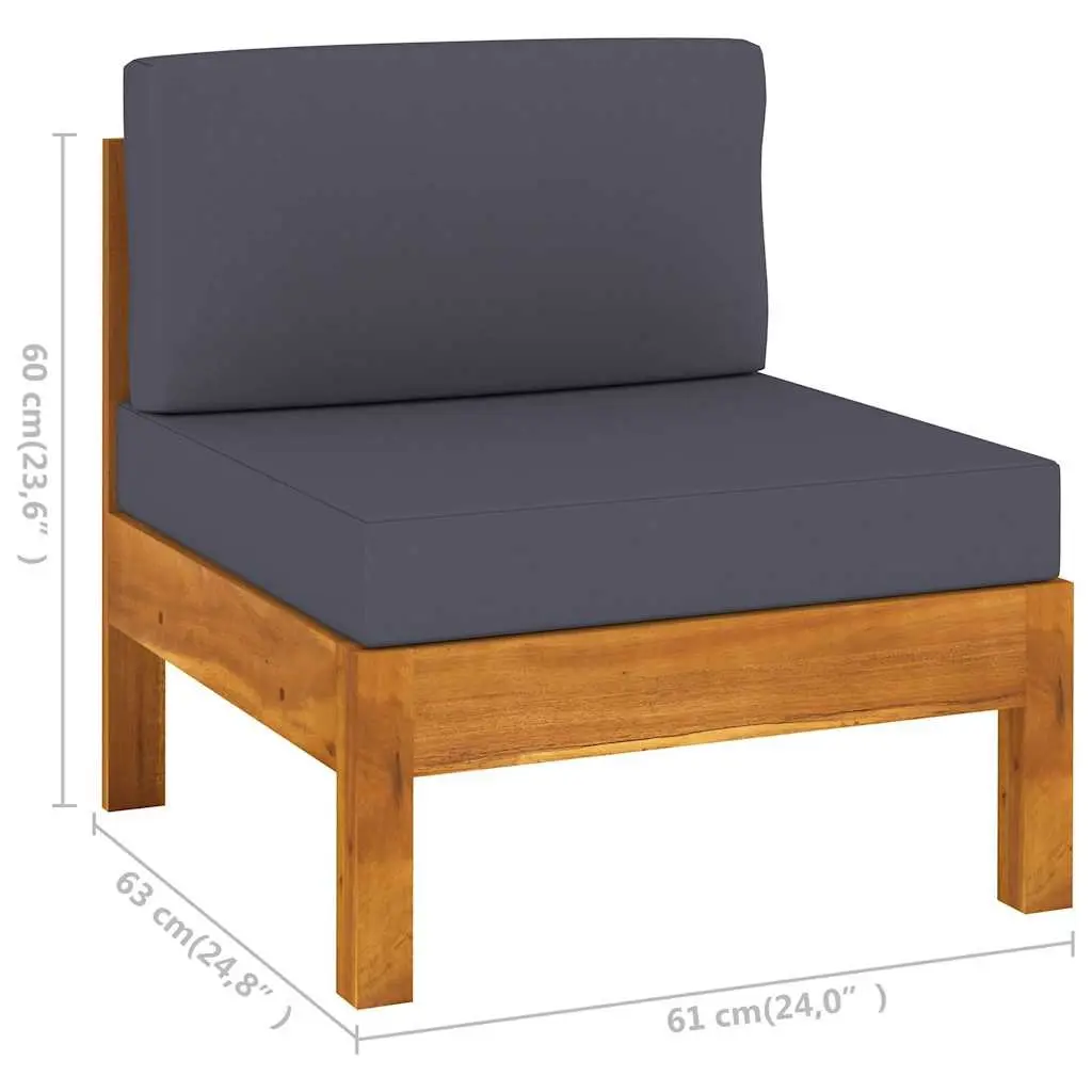 3-Seater Garden Sofa Outdoor Furniture Acacia Wood with Grey Cushions Patio