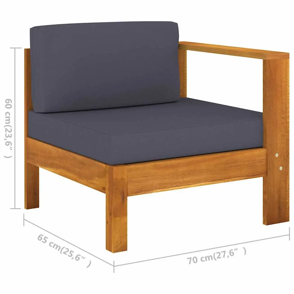 3-Seater Garden Sofa Outdoor Furniture Acacia Wood with Grey Cushions Patio