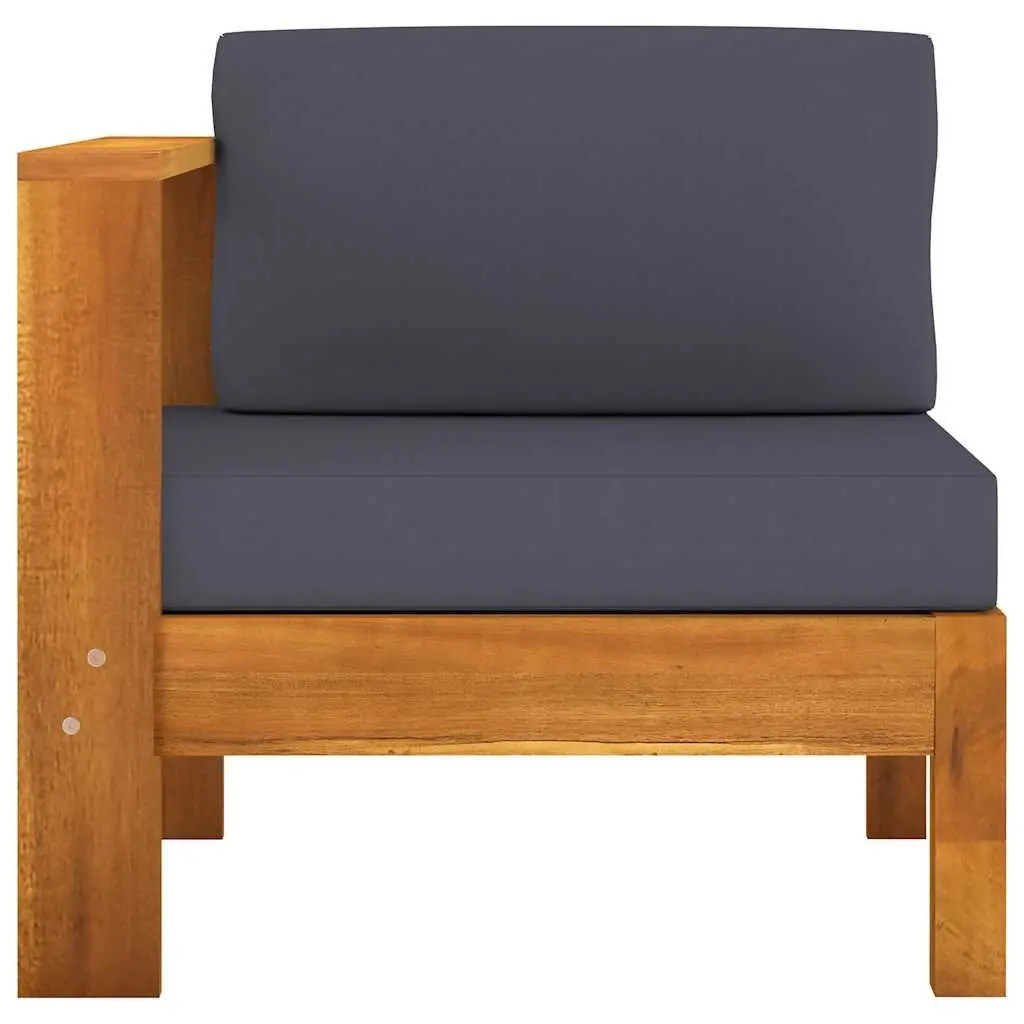 5 Piece Garden Lounge Set Acacia Wood Outdoor Furniture Grey Cushions Patio Sofa
