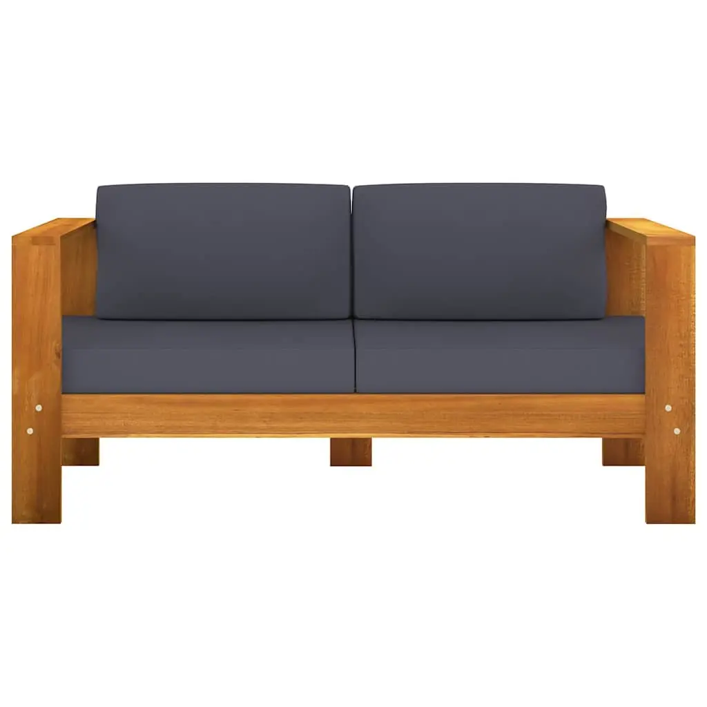 5 Piece Garden Lounge Set Acacia Wood Outdoor Furniture Grey Cushions Patio Sofa