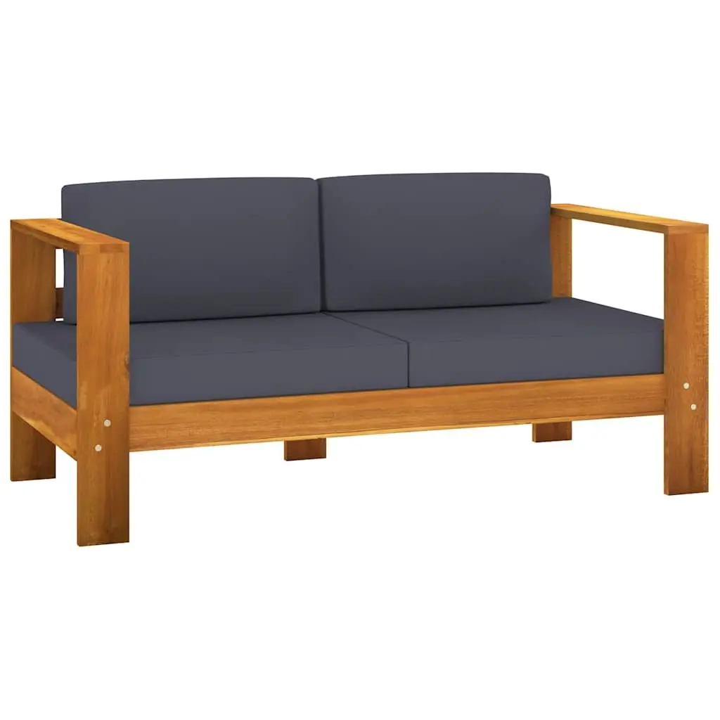 Outdoor Lounge Set 8 Piece Acacia Wood with Grey Cushions