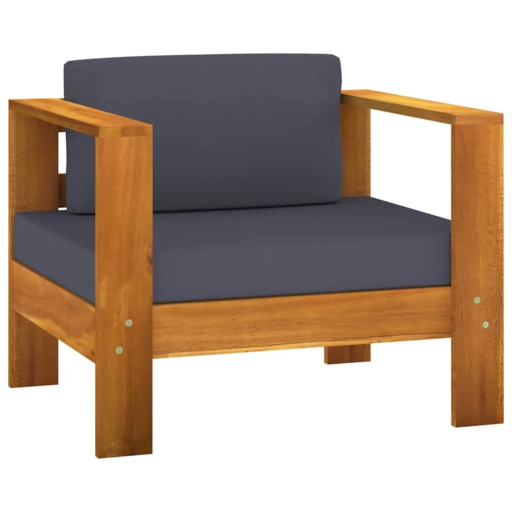 7 Piece Outdoor Garden Lounge Set Acacia Wood Patio Furniture with Grey Cushions