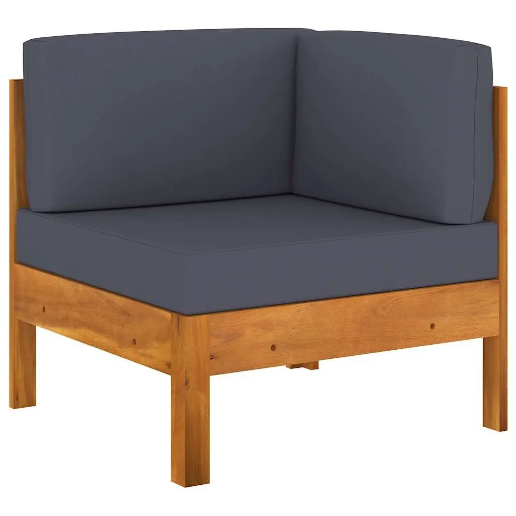 7 Piece Outdoor Garden Lounge Set Acacia Wood Patio Furniture with Grey Cushions