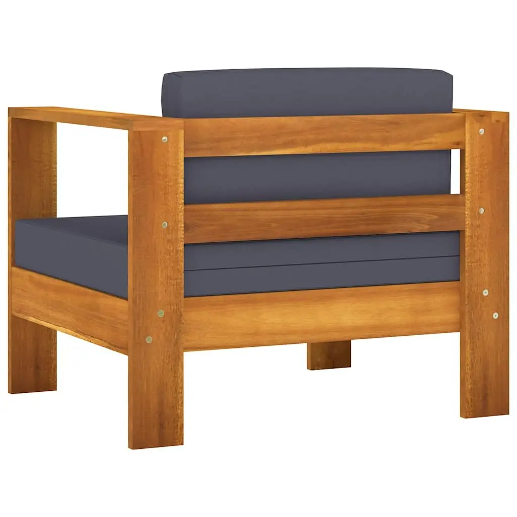7 Piece Garden Lounge Set Solid Acacia Wood Outdoor Furniture Patio Seating with Grey Cushions