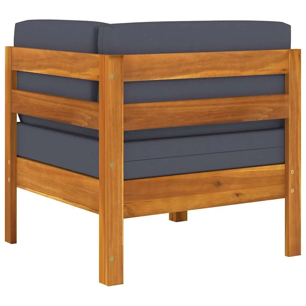 7 Piece Garden Lounge Set Solid Acacia Wood Outdoor Furniture Patio Seating with Grey Cushions