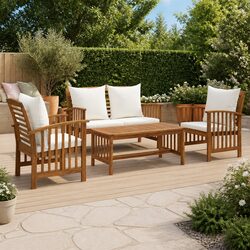 Garden Lounge Set 4 Piece Outdoor Furniture Patio Seating Cushions Acacia Wood